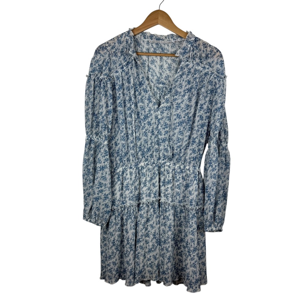 Madison Marcus Floral Print Tiered Mini Dress Sz M Long Sleeve Cottagecore Flowy
